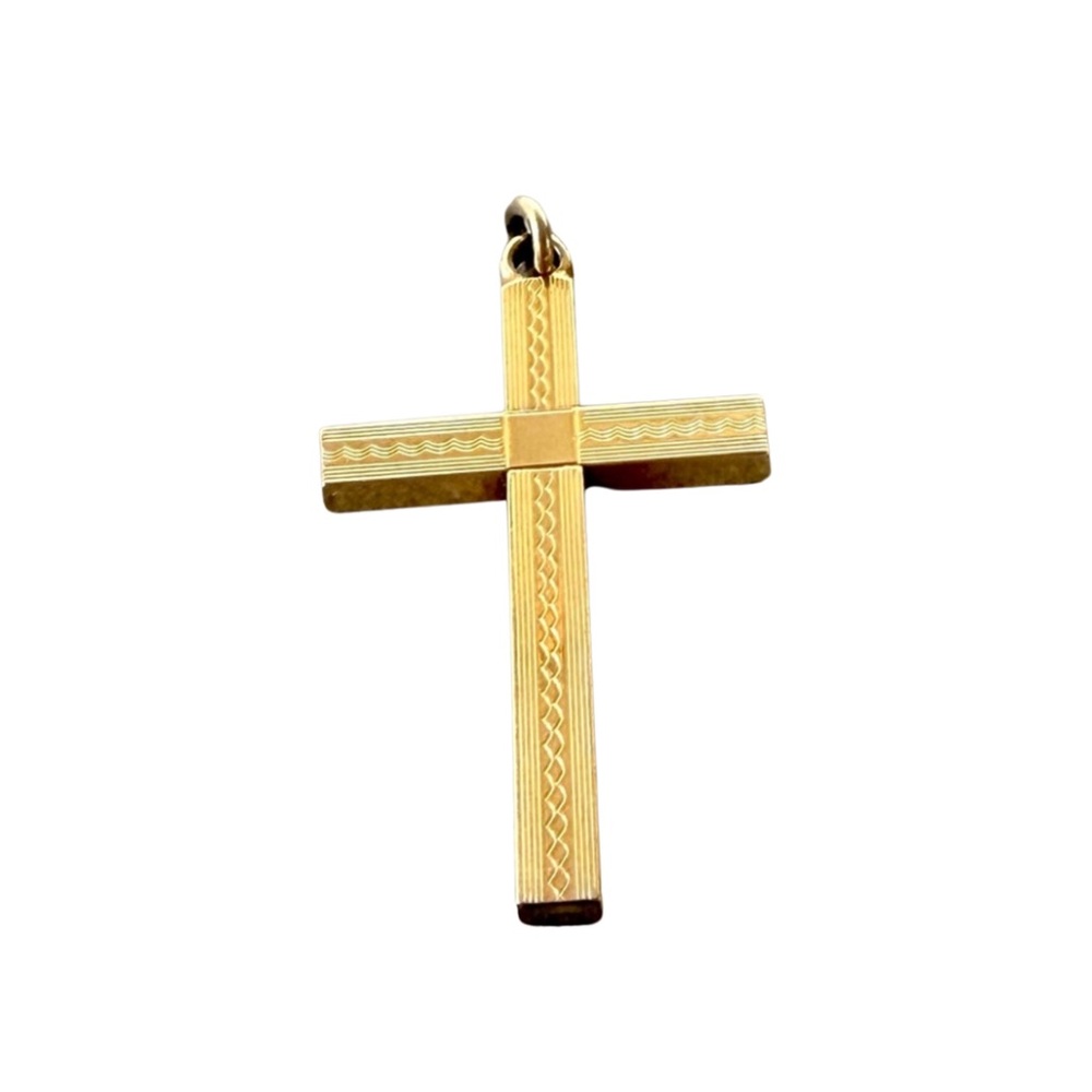 Vintage Gold Filled Cross Pendant 12K GF 5g Etched
